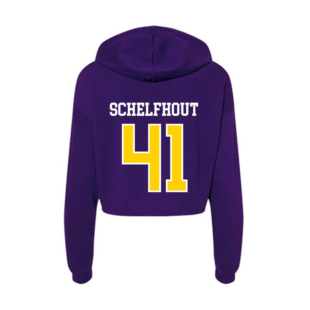 UWSP - NCAA Football : Isaac Schelfhout - Women's Crop Fleece Hoodie-1