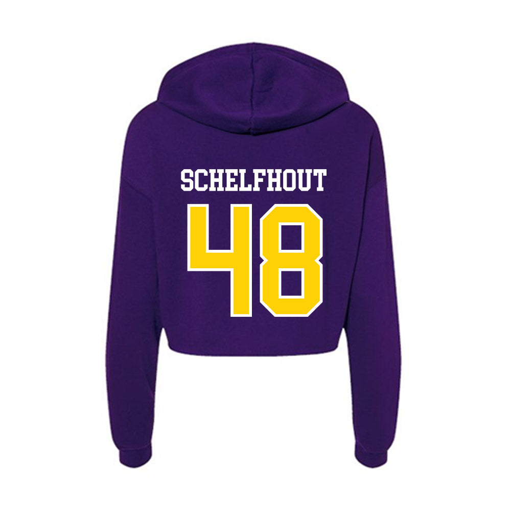UWSP - NCAA Football : Isaac Schelfhout - Women's Crop Fleece Hooded Sweatshirt-1