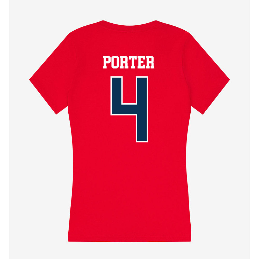 Saginaw Valley - NCAA Football : Landon Porter - Women's V-Neck T-Shirt-1