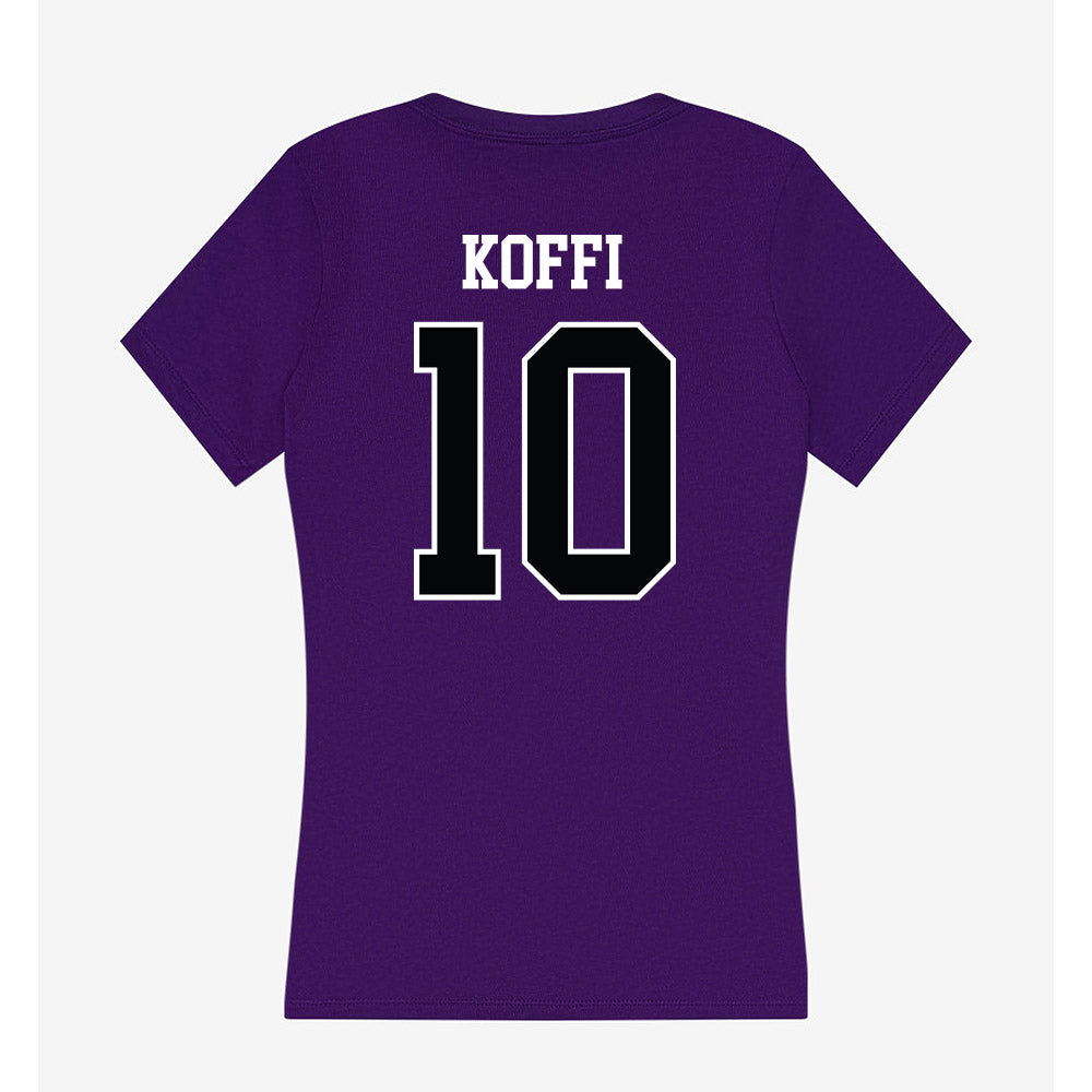 Stonehill - NCAA Men's Basketball : Hermann Koffi - Women's V-Neck T-Shirt-1