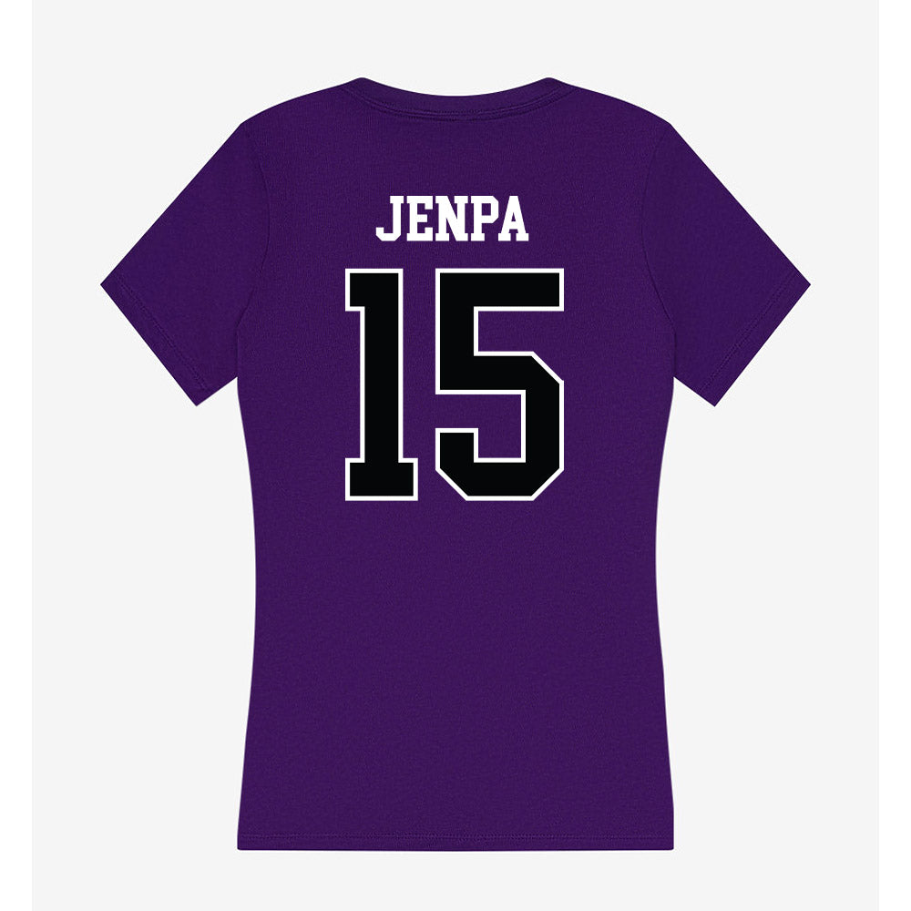 Stonehill - NCAA Men's Basketball : Norbu Jenpa - Women's V-Neck T-Shirt-1