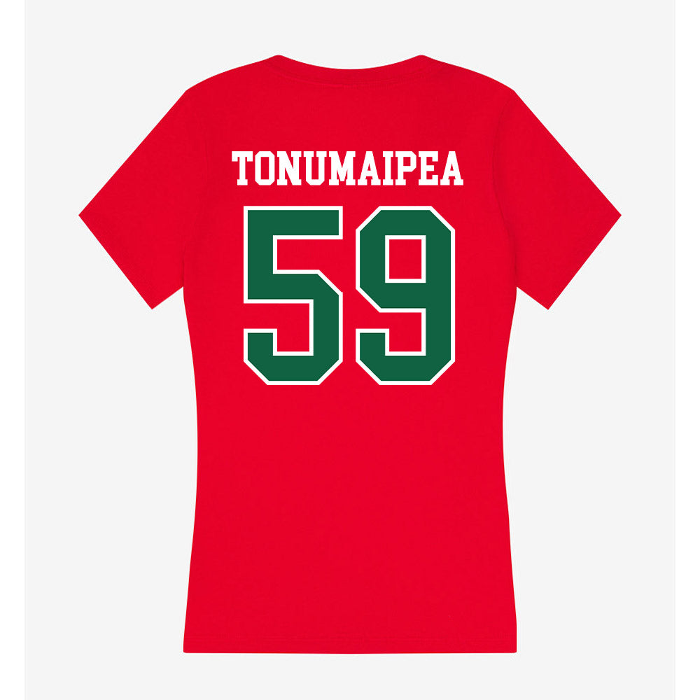 Minot State - NCAA Football : Mahonri Tonumaipea - Women's V-Neck T-Shirt-1