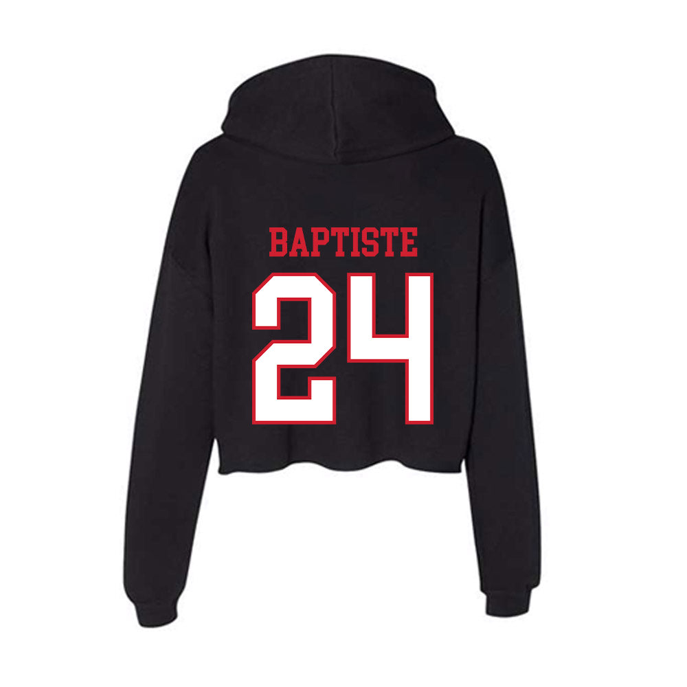 Northeastern - NCAA Men's Basketball : Sage Baptiste - Women's Crop Fleece Hooded Sweatshirt-1