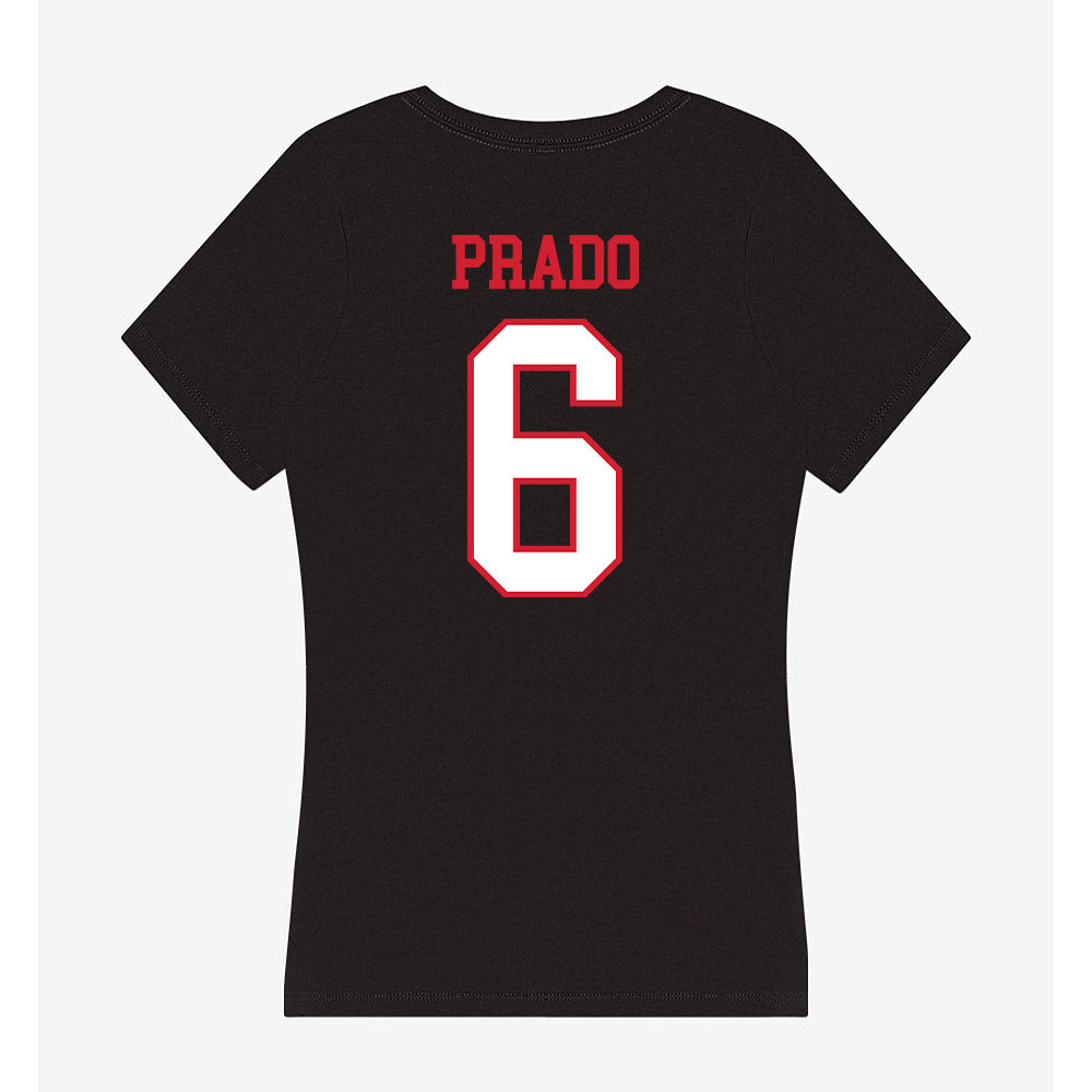Northeastern - NCAA Men's Soccer : Jaden Prado - Women's V-Neck T-Shirt-1