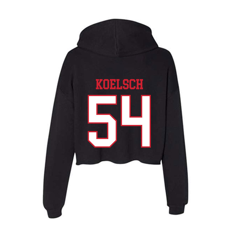 Northeastern - NCAA Men's Basketball : Liam Koelsch - Women's Crop Fleece Hoodie-1