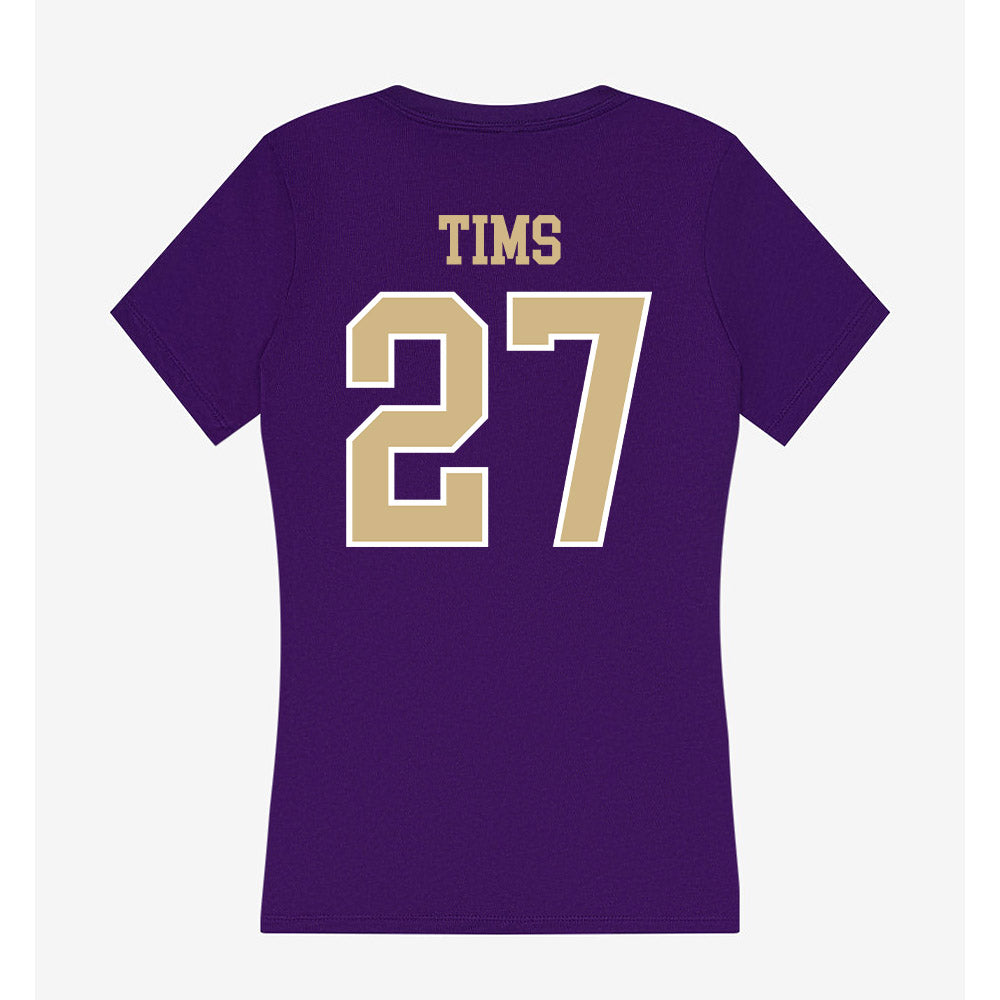 Washington - NCAA Baseball : Justin Tims - Women's V-Neck T-Shirt-1