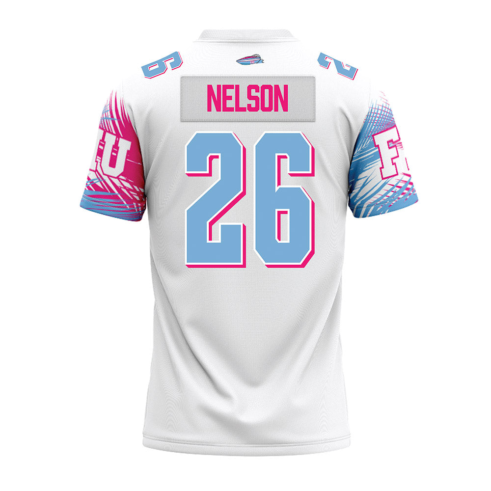 FIU - NCAA Football : Eric Nelson - Vice White Premium Football Jersey-1