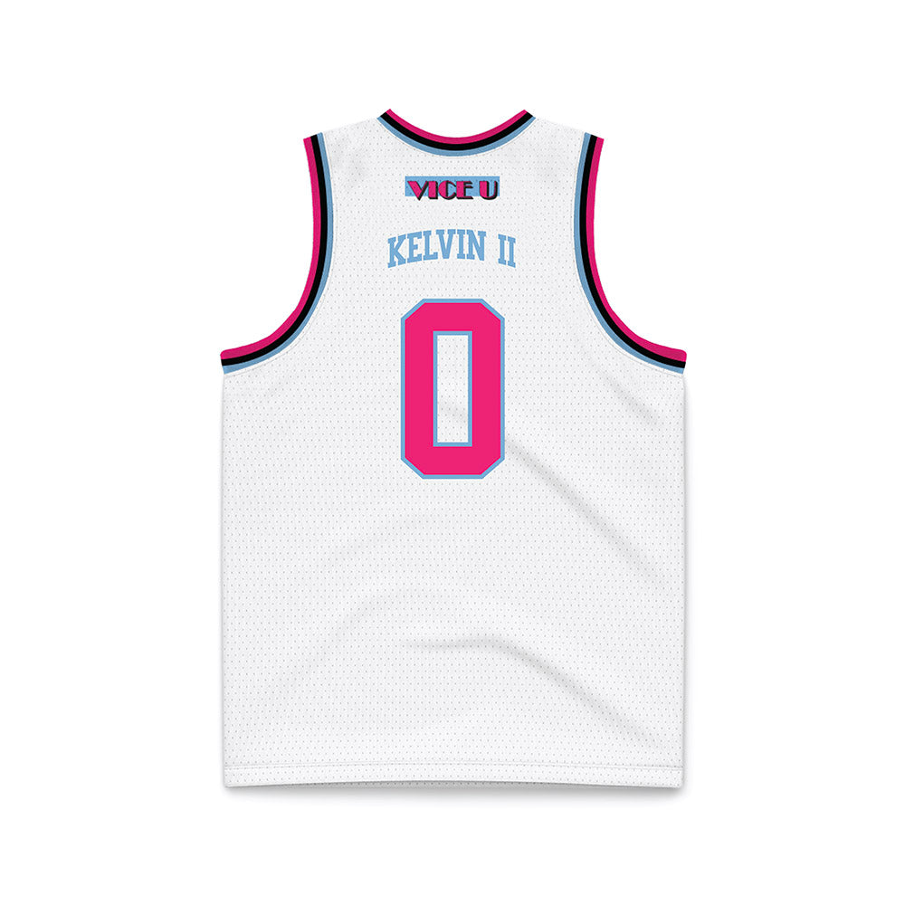 FIU - NCAA Men's Basketball : Mikey Kelvin II - Vice White Basketball Jersey-1