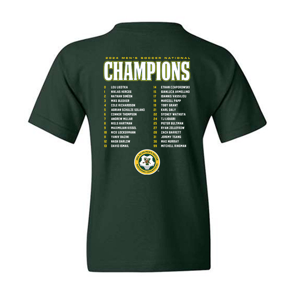 UVM - NCAA Men's Soccer : - National Champs Roster Youth T-Shirt-1