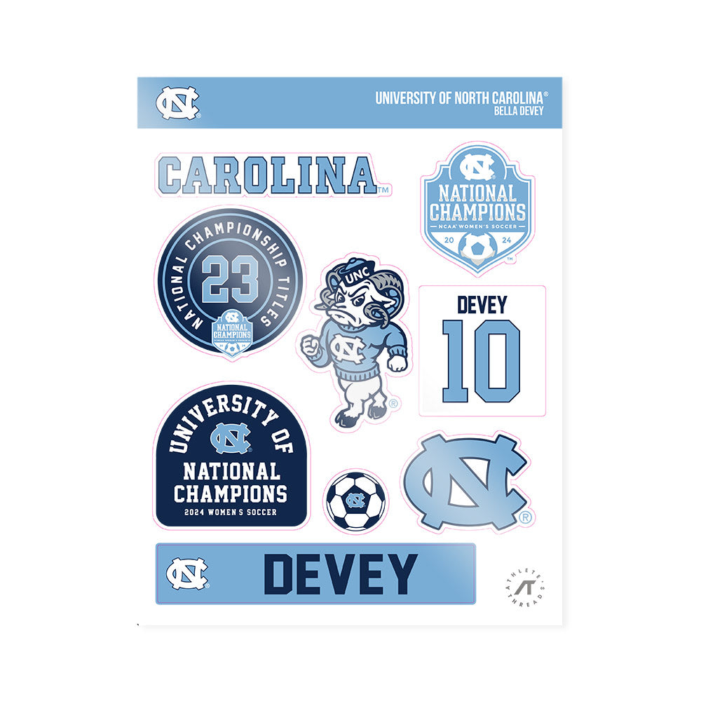 UNC - NCAA Women's Soccer : Bella Devey - National Champs Sticker Sheet-0