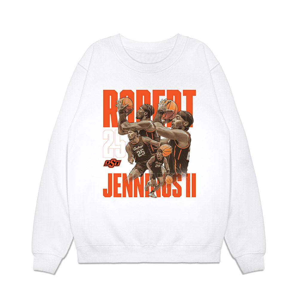 Oklahoma State - NCAA Men's Basketball : Robert Jennings - Player Collage Premium Crewneck Sweatshirt-0