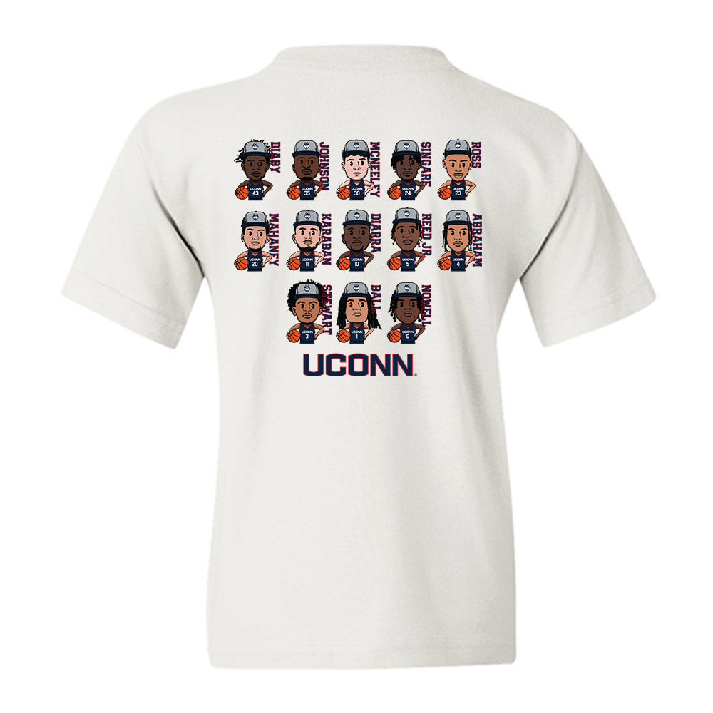 UConn - NCAA Men's Basketball : - Team Caricature Youth T-Shirt-1
