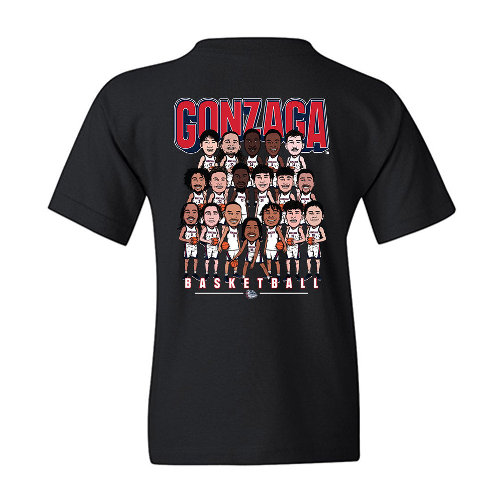 Gonzaga - NCAA Men's Basketball : - Team Caricature Youth T-Shirt-1