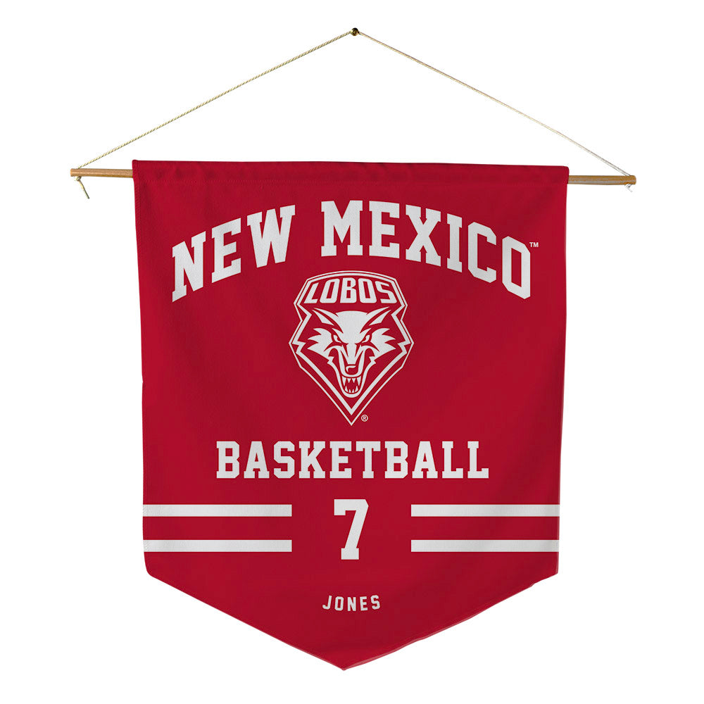 New Mexico - NCAA Men's Basketball : Sir Marius Jones - Pennant - 18" x 21"-0