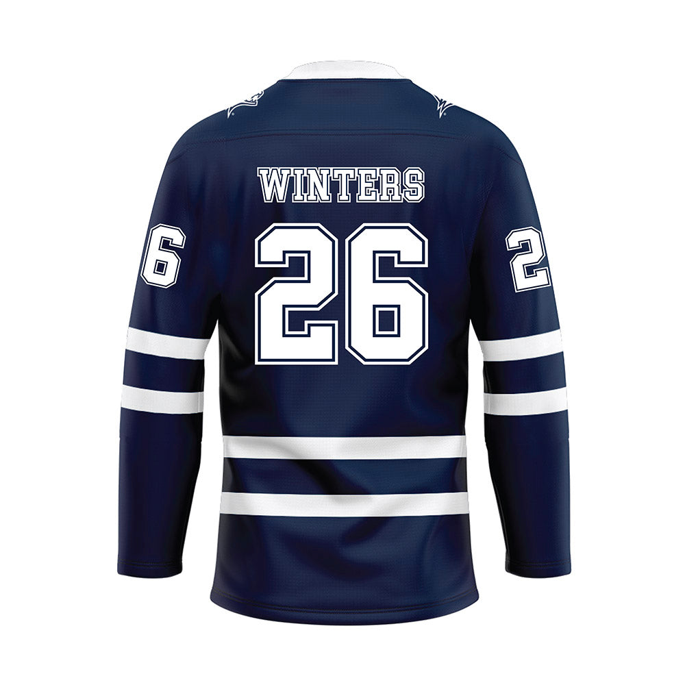 UNH - NCAA Men's Ice Hockey : Morgan Winters - Blue Hockey Jersey-1