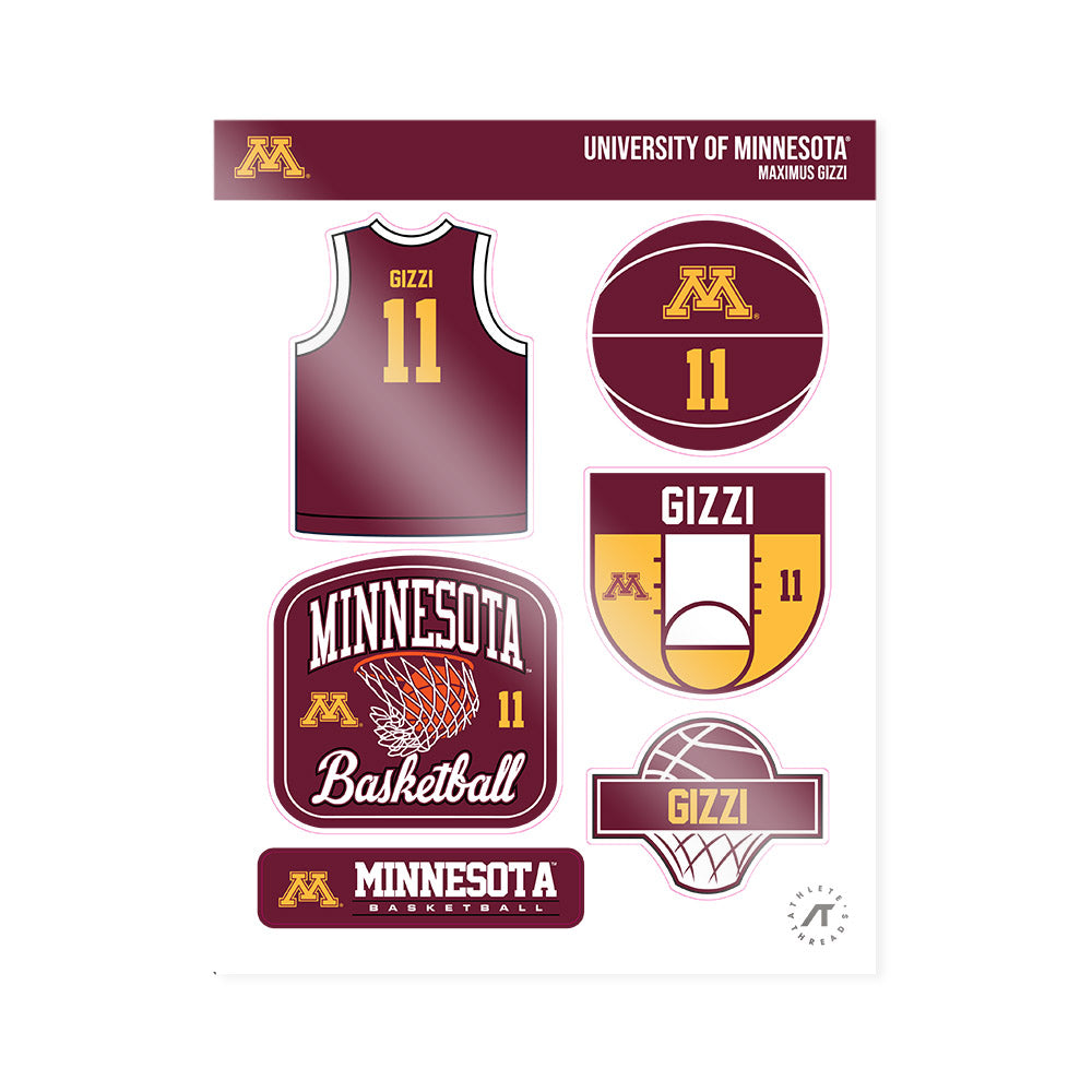 Minnesota - NCAA Men's Basketball : Maximus Gizzi - Sticker Sheet-0