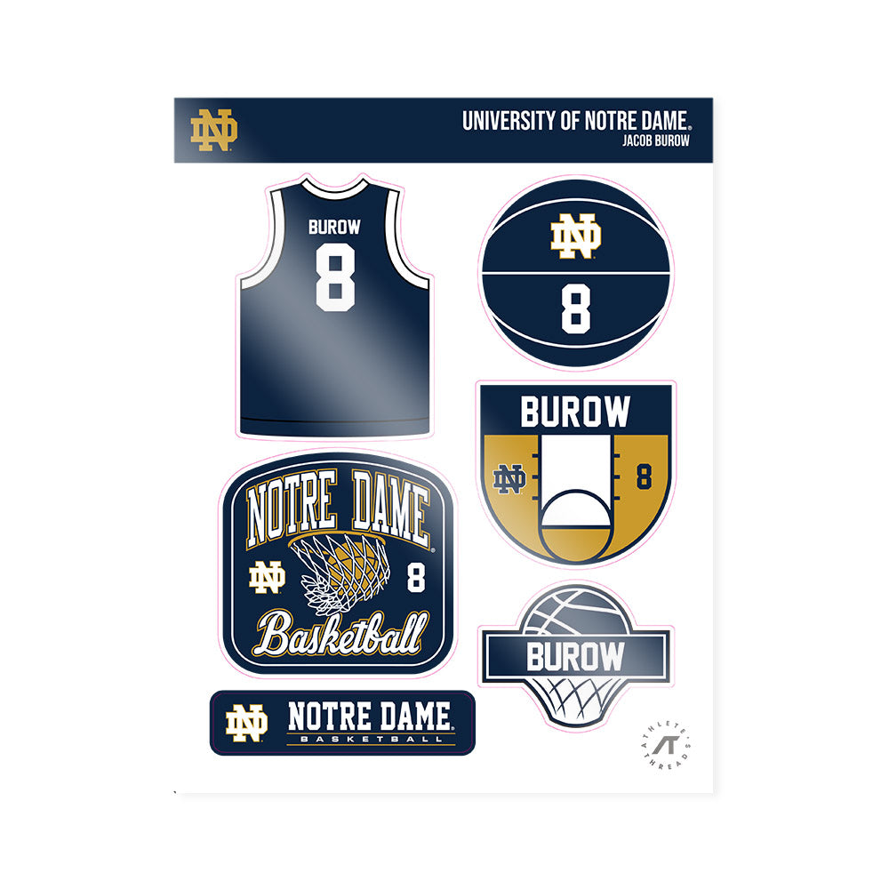 Notre Dame - NCAA Men's Basketball : Jacob Burow - Sticker Sheet-0