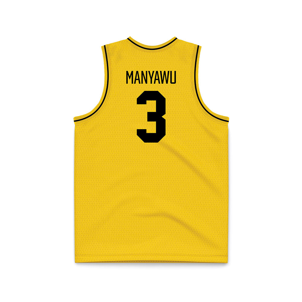 Iowa - NCAA Men's Basketball : Cam Manyawu - Yellow Basketball Jersey-1