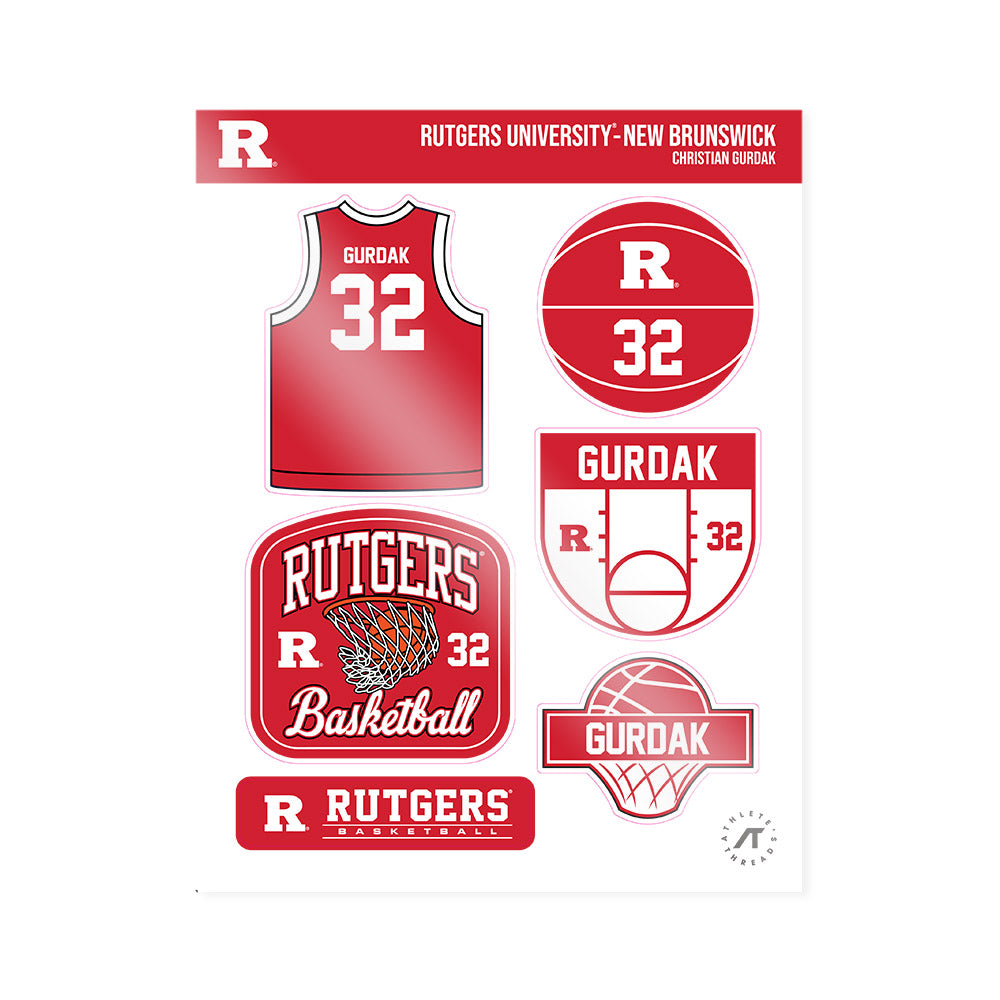 Rutgers - NCAA Men's Basketball : Christian Gurdak - Sticker Sheet-0