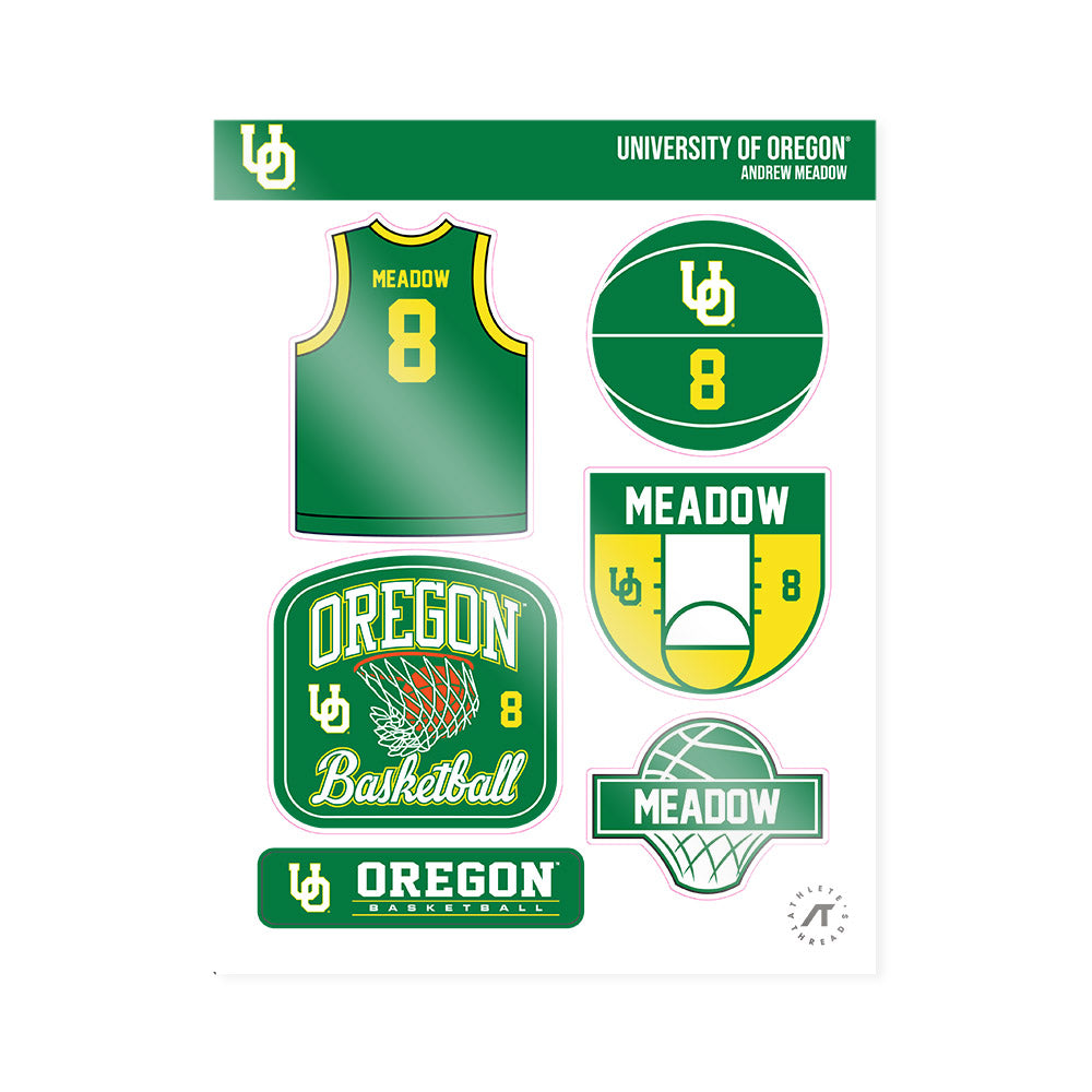 Oregon - NCAA Men's Basketball : Andrew Meadow - Sticker Sheet-0