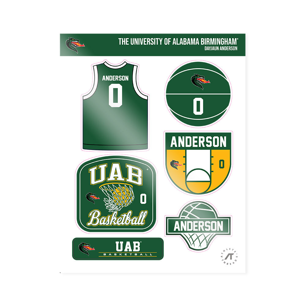 UAB - NCAA Men's Basketball : Dayjaun Anderson - Sticker Sheet-0