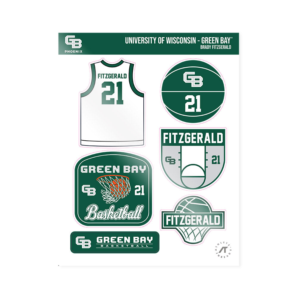UW Green Bay - NCAA Men's Basketball : Brady Fitzgerald - Sticker Sheet-0