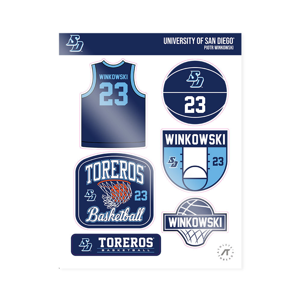 San Diego - NCAA Men's Basketball : Piotr Winkowski - Sticker Sheet-0