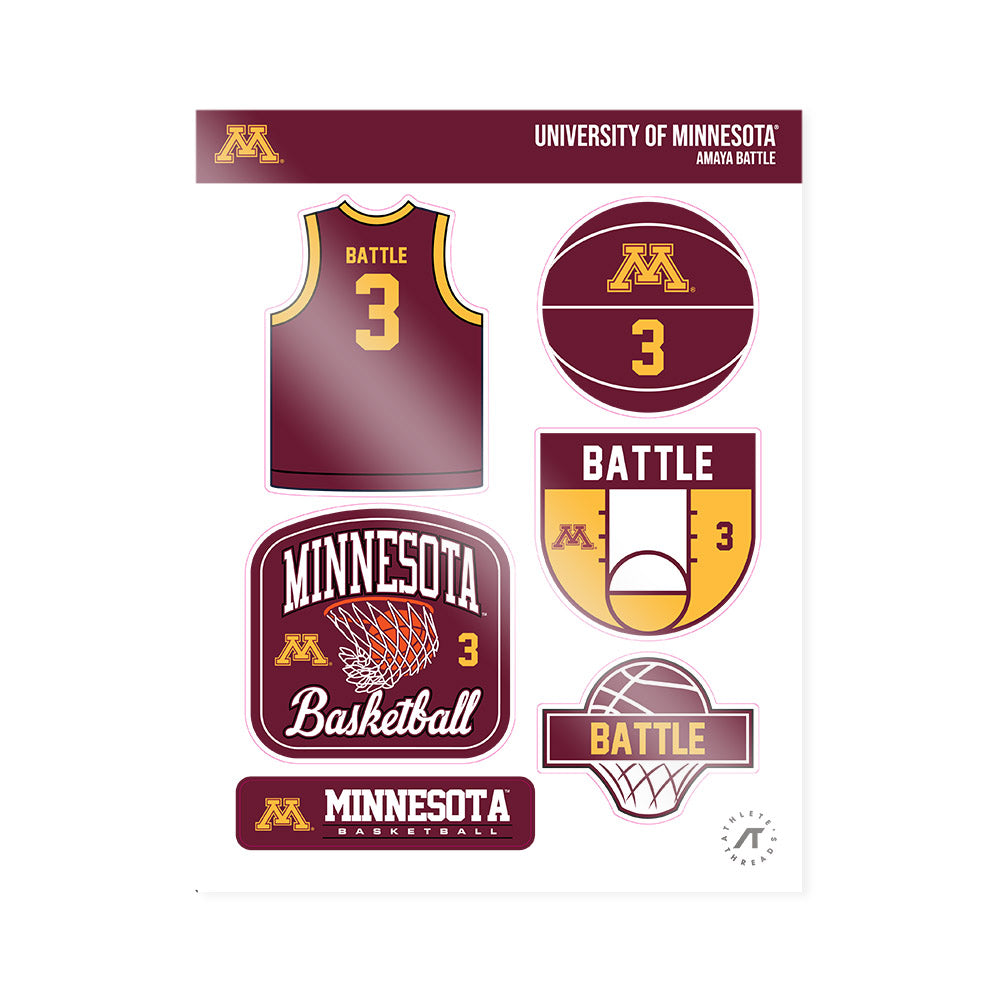 Minnesota - NCAA Women's Basketball : Amaya Battle - Sticker Sheet-0