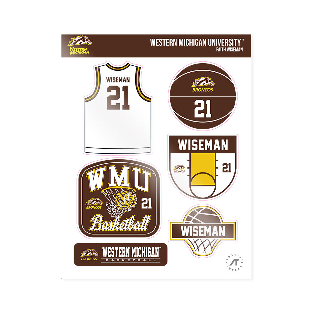 Western Michigan - NCAA Women's Basketball : Faith Wiseman - Sticker Sheet-0