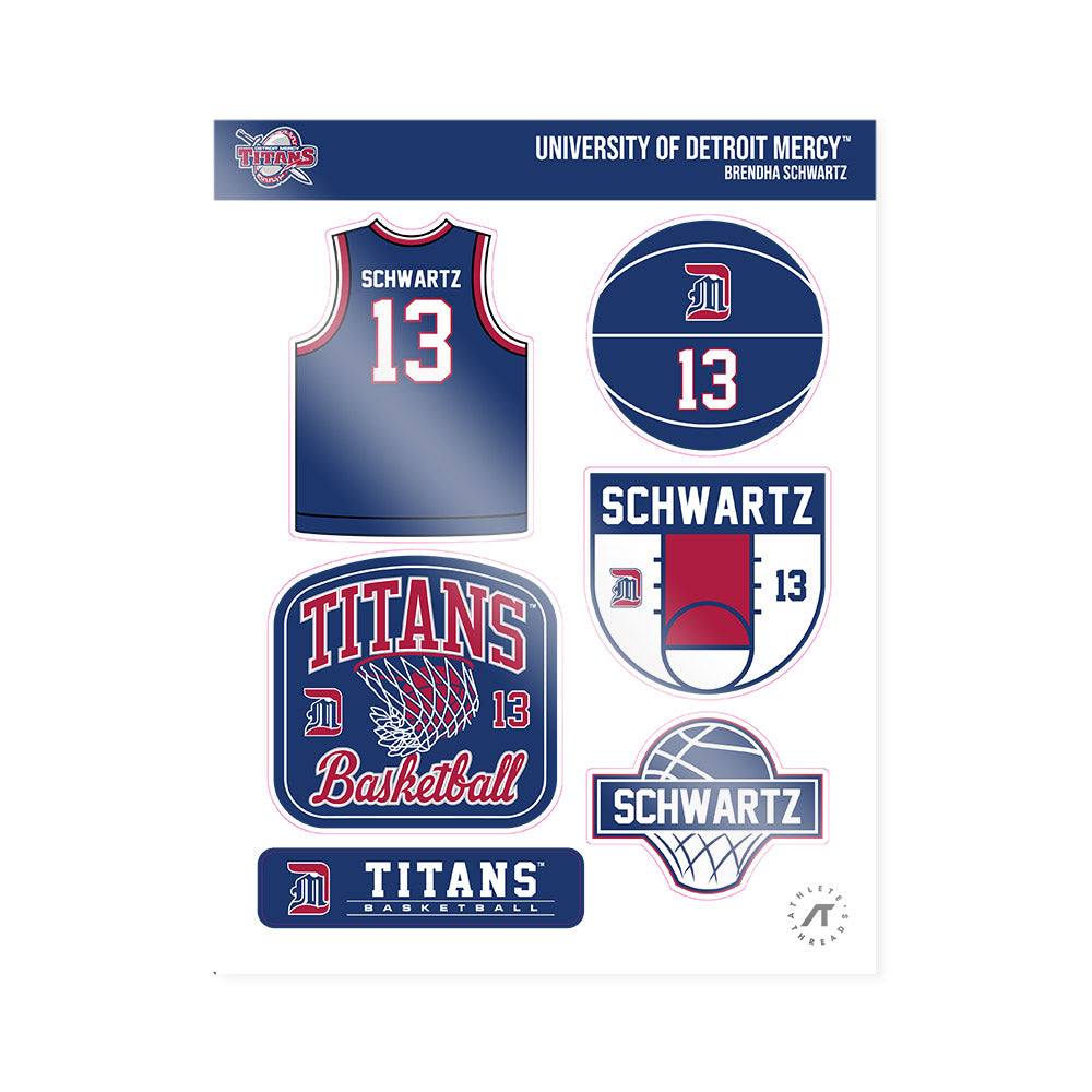 Detroit Mercy - NCAA Women's Basketball : Brendha Schwartz - Sticker Sheet-0