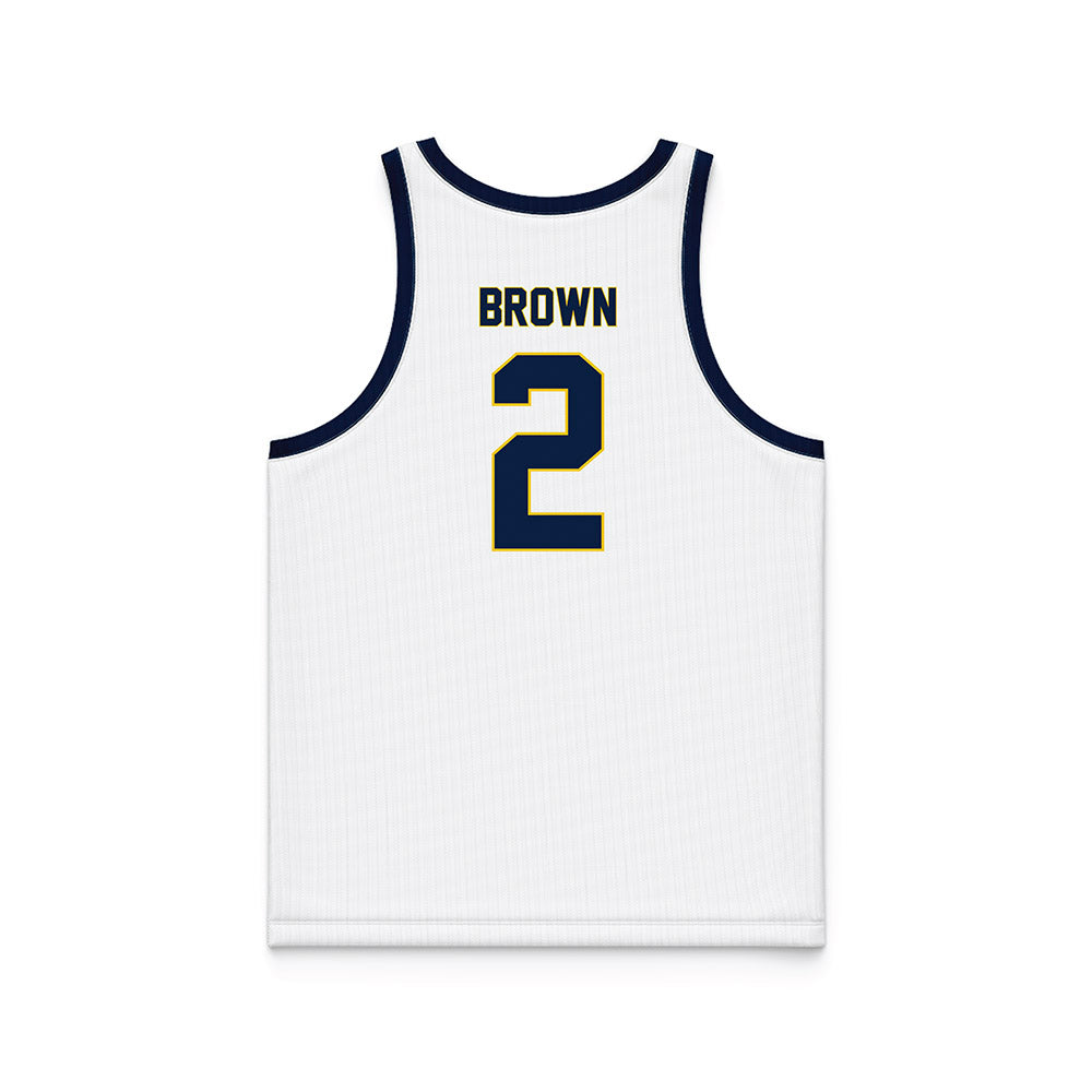 Michigan - NCAA Women's Basketball : Macy Brown - White Basketball Jersey-1