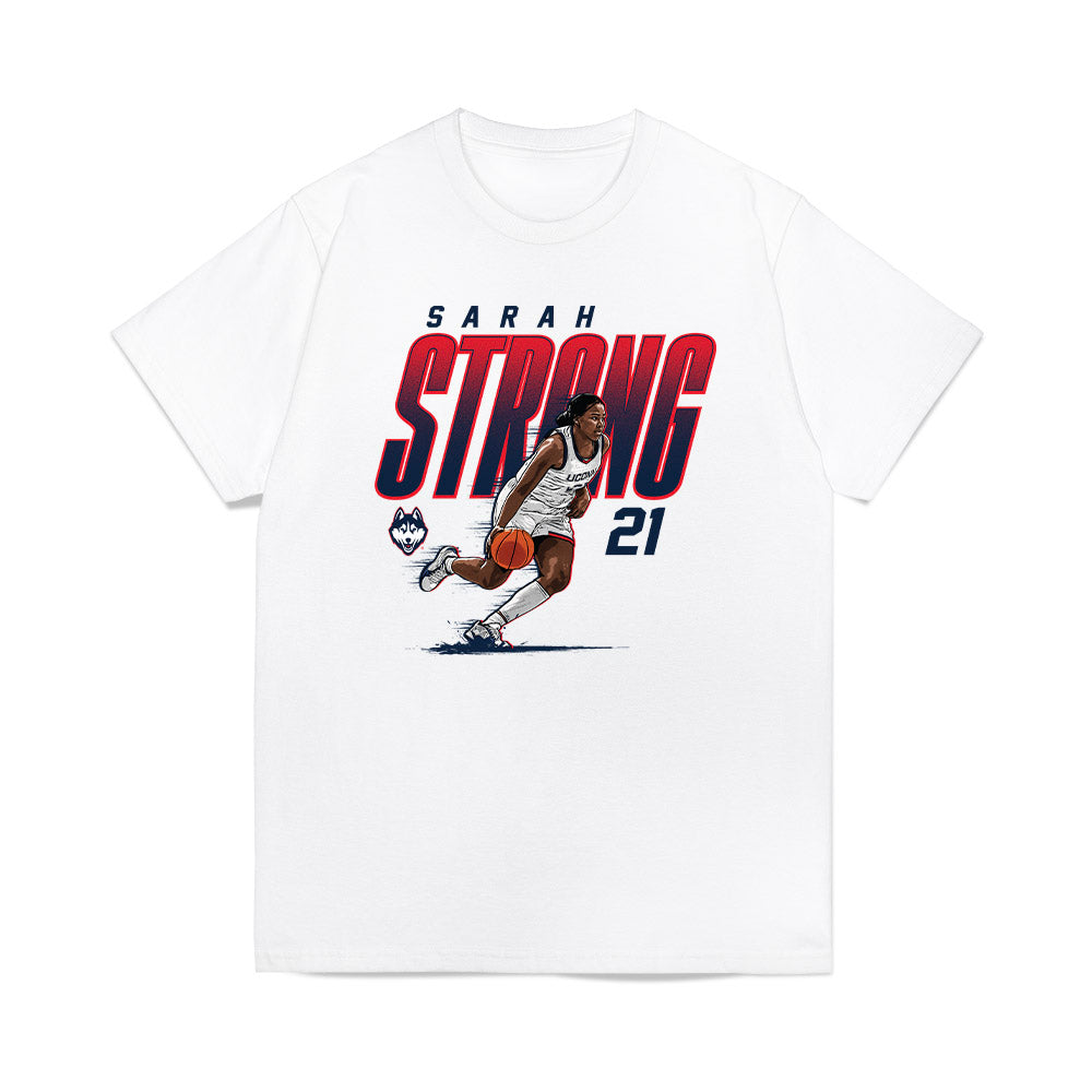 UConn - NCAA Women's Basketball : Sarah Strong - Caricature Premium T-Shirt-0