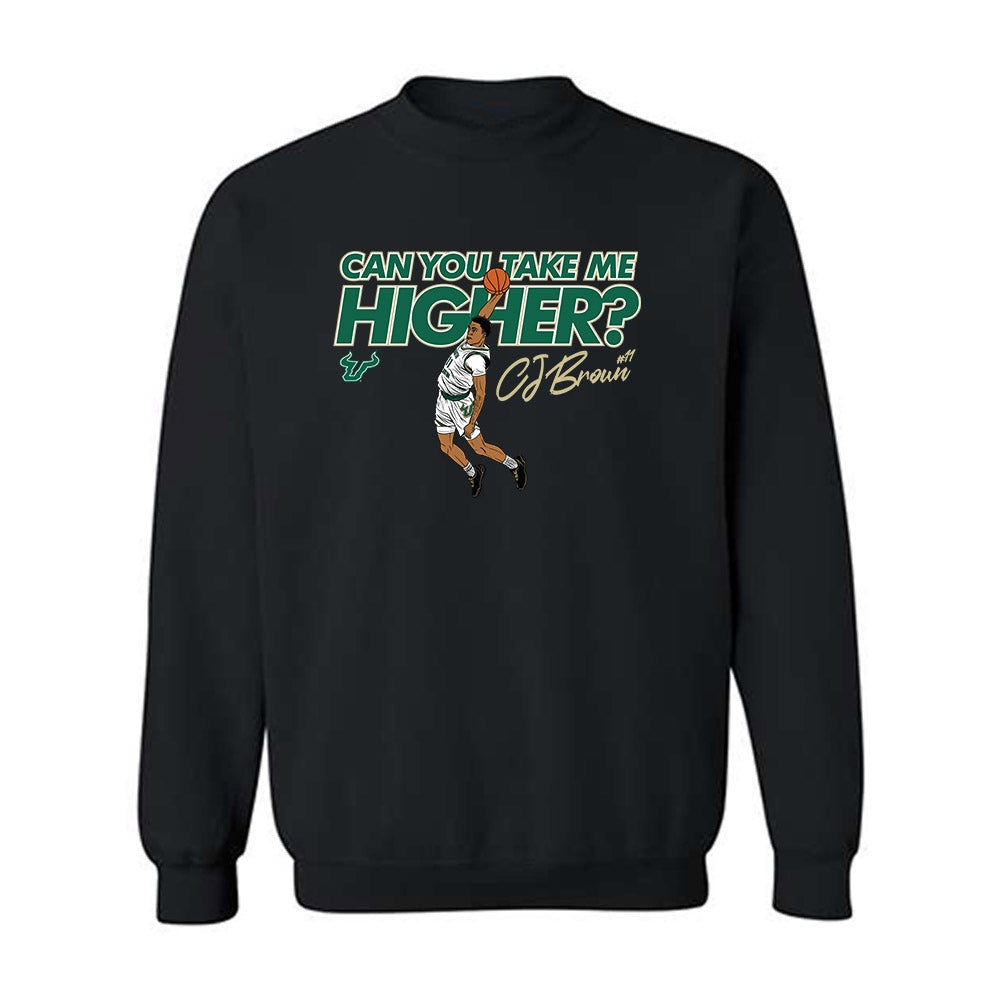 USF - NCAA Men's Basketball : CJ Brown - Player Illustration Crewneck Sweatshirt-0