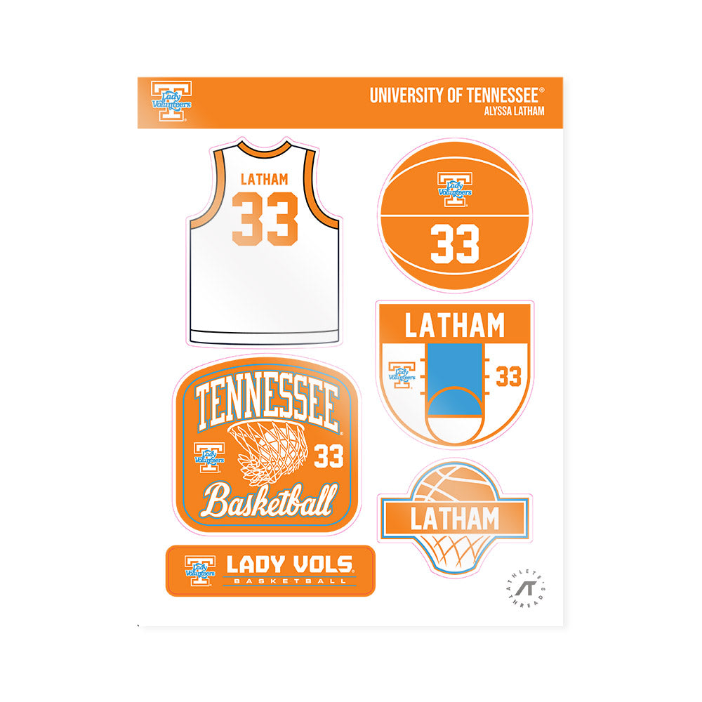Tennessee - NCAA Women's Basketball : Alyssa Latham - Sticker Sheet-0