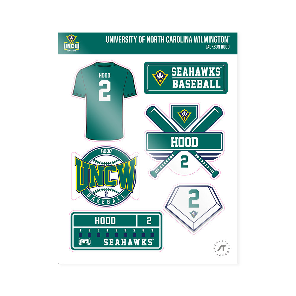 UNC Wilmington - NCAA Baseball : Jackson Hood - Sticker Sheet-0