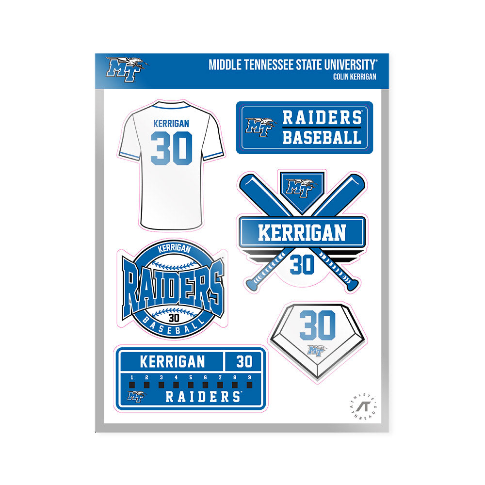 MTSU - NCAA Baseball : Colin Kerrigan - Sticker Sheet-0