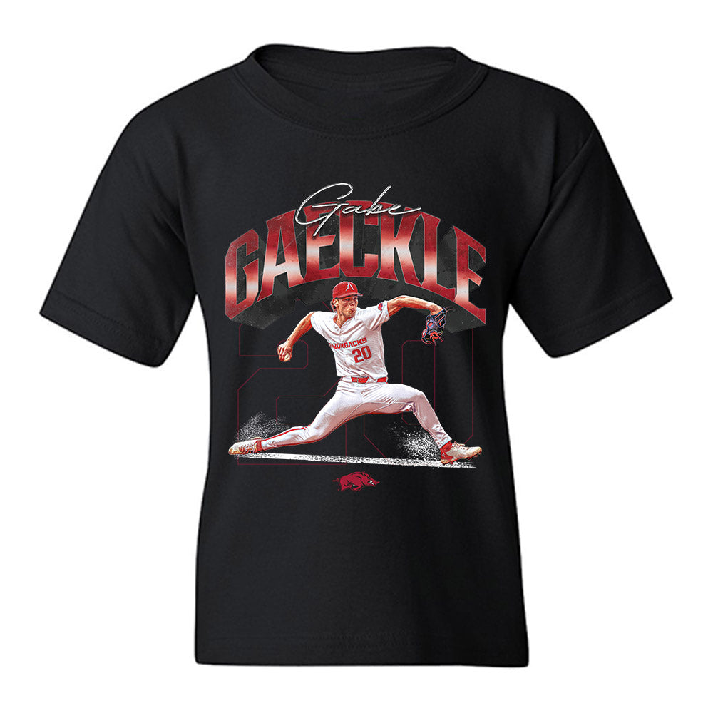 Arkansas - NCAA Baseball : Gabe Gaeckle - Collage Youth T-Shirt-0