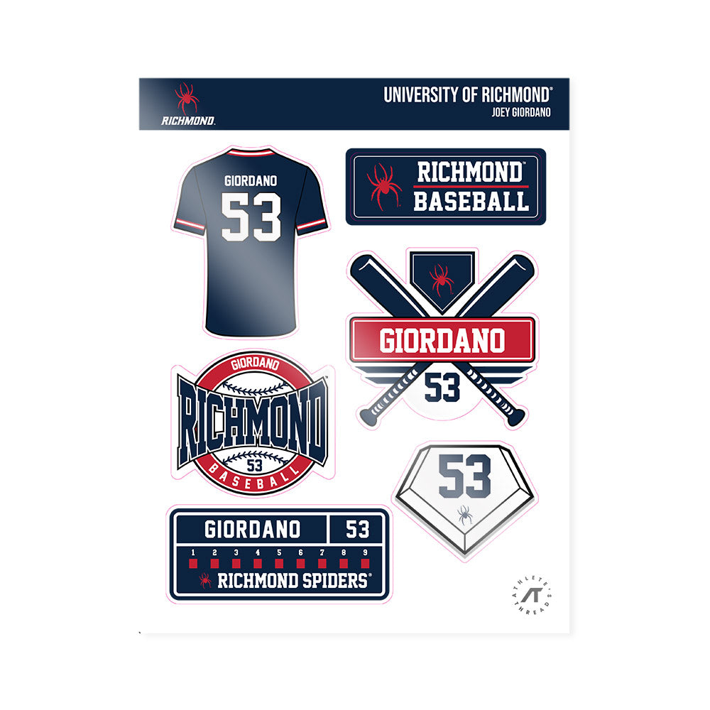 Richmond - NCAA Baseball : Joey Giordano - Sticker Sheet-0