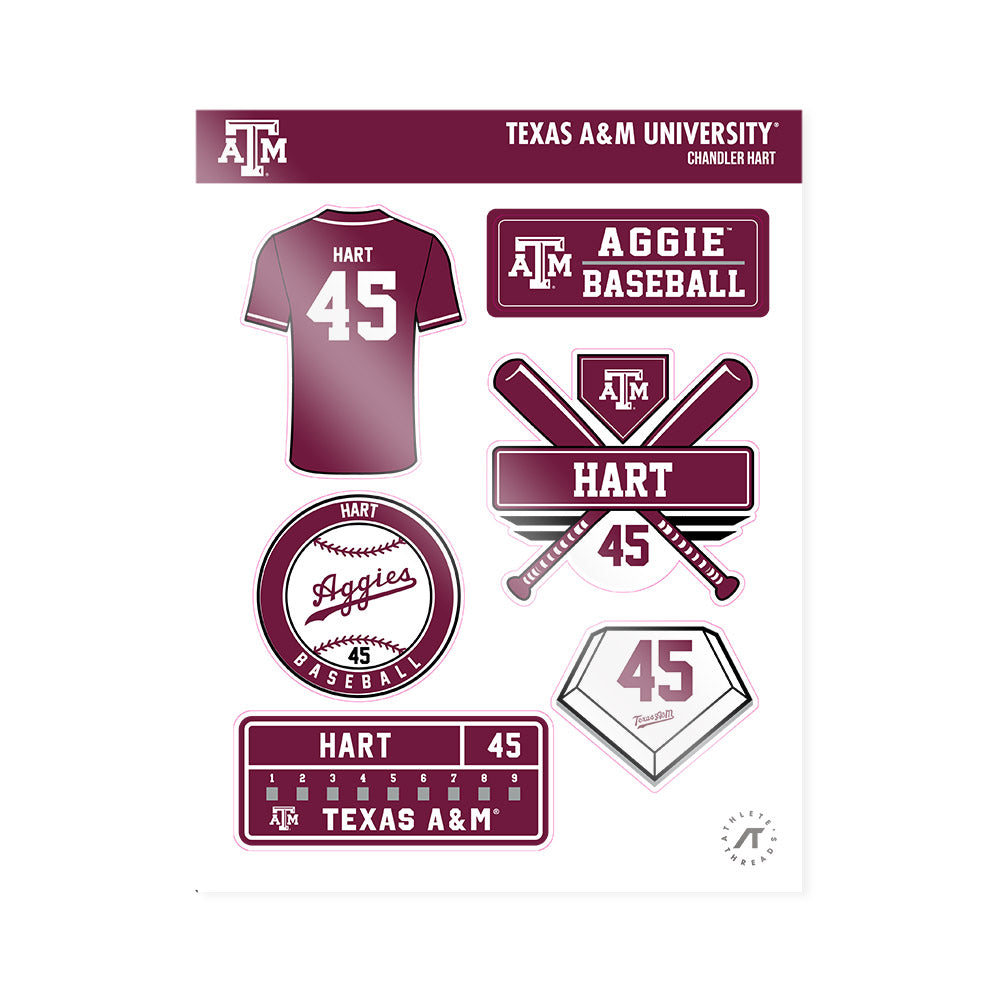 Texas A&M - NCAA Baseball : Chandler Hart - Sticker Sheet-0