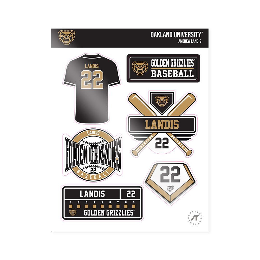 Oakland - NCAA Baseball : Andrew Landis - Sticker Sheet-0