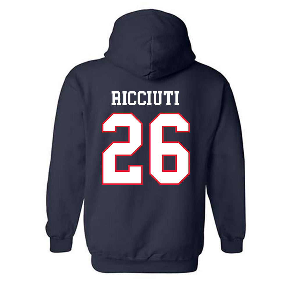 UConn - NCAA Women's Ice Hockey : Leila Ricciuti - Champs Classic Shersey Hooded Sweatshirt-1