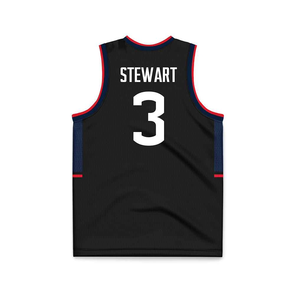 UConn - NCAA Men's Basketball : Jaylin Stewart - Black Basketball Jersey-1