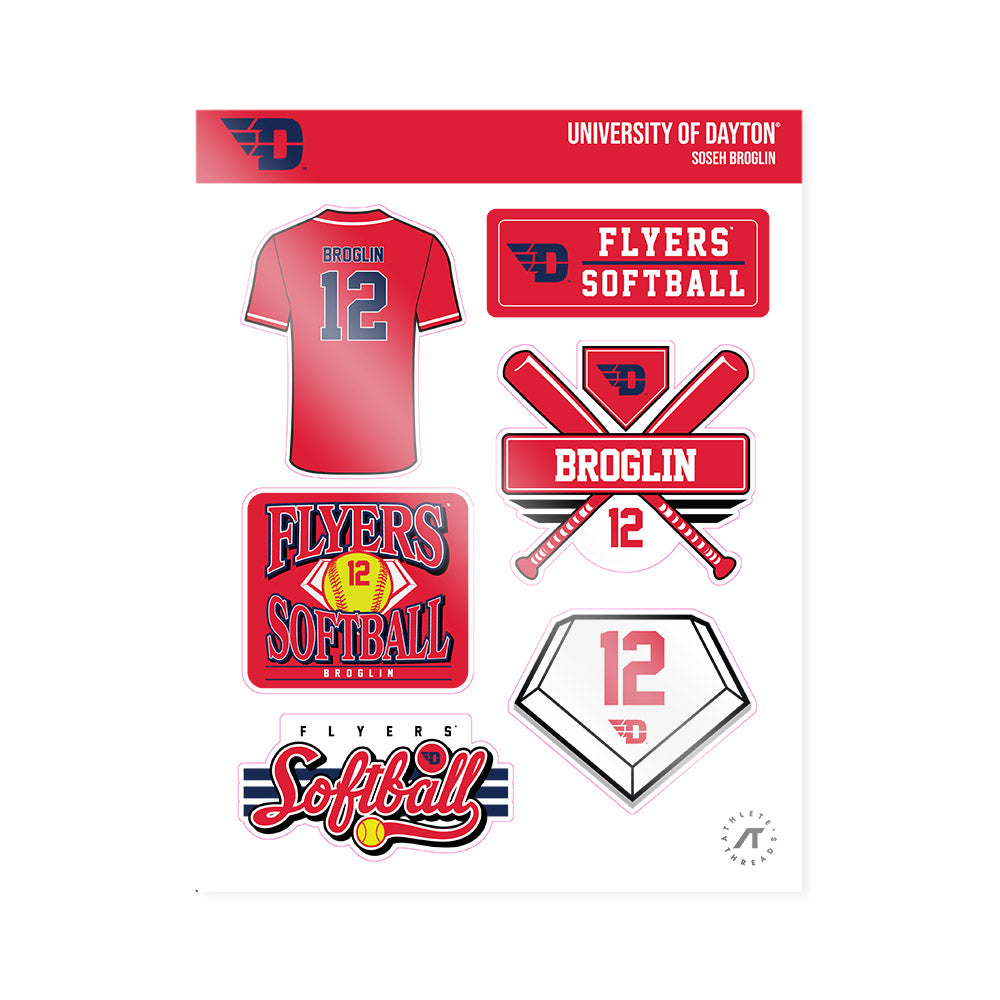 Dayton - NCAA Softball : Soseh Broglin - Sticker Sheet-0