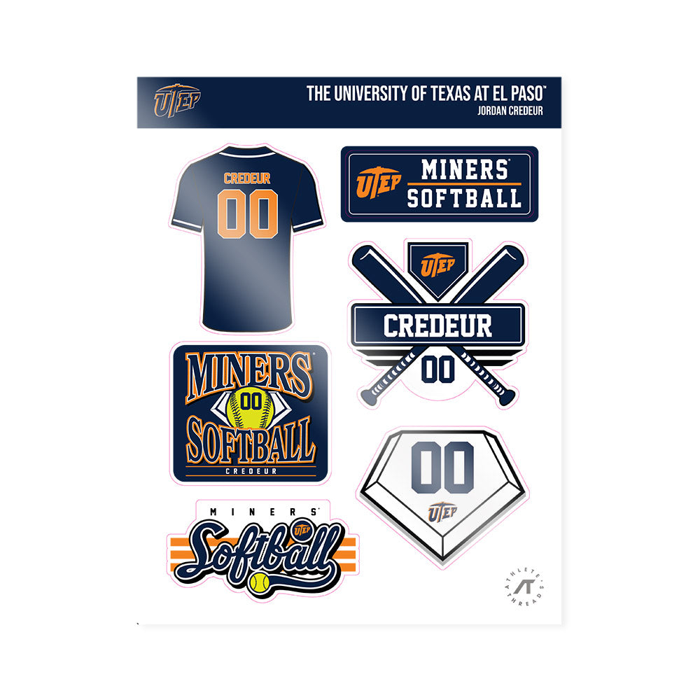 UTEP - NCAA Softball : Jordan Credeur - Sticker Sheet-0