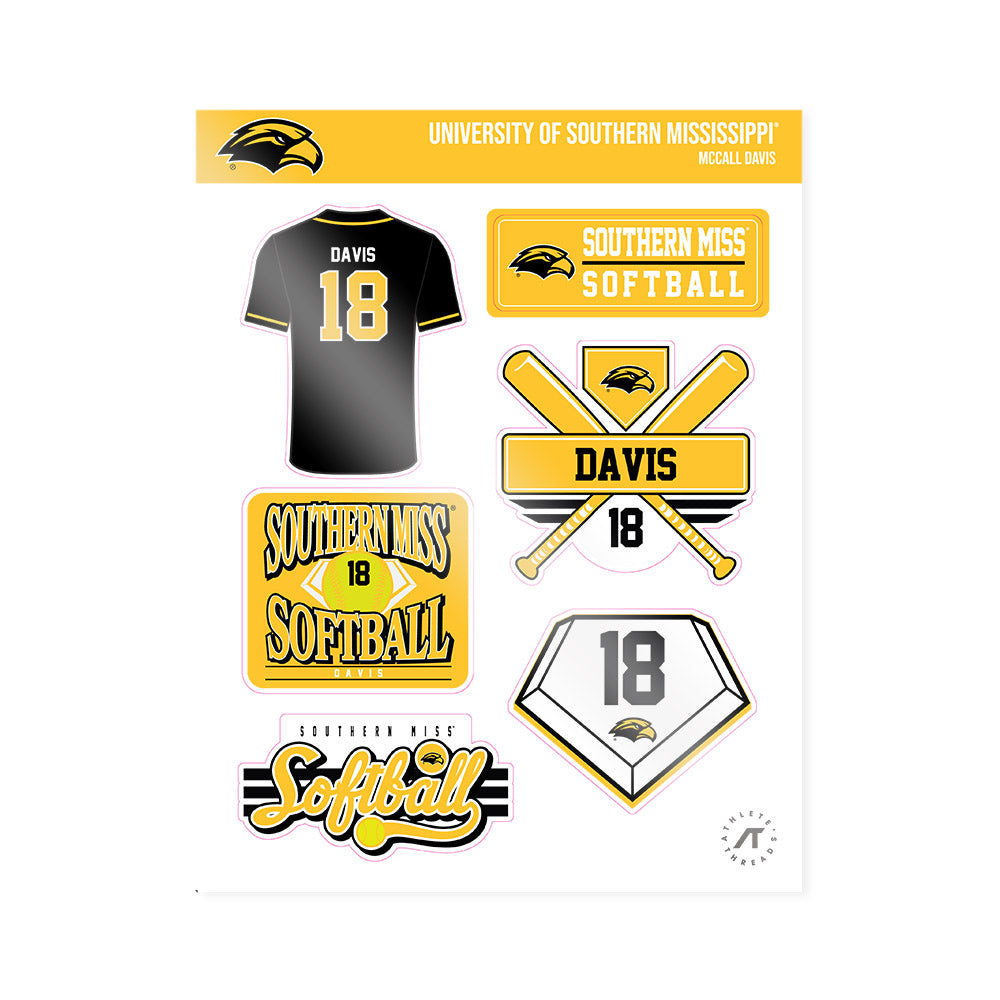 Southern Miss - NCAA Softball : McCall Davis - Sticker Sheet-0