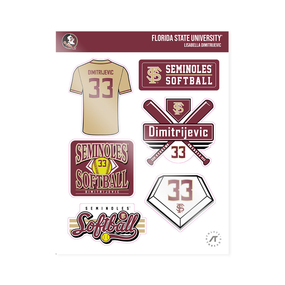 FSU - NCAA Softball : Lisabella Dimitrijevic - Sticker Sheet-0