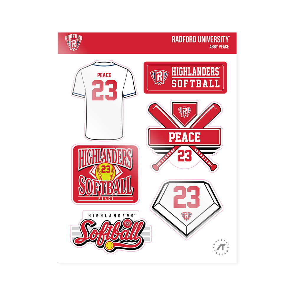 Radford - NCAA Softball : Abby Peace - Sticker Sheet-0