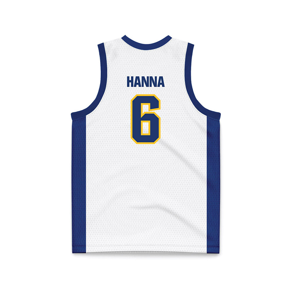 New Haven - NCAA Men's Basketball : Justice Hanna - White Basketball Jersey-1