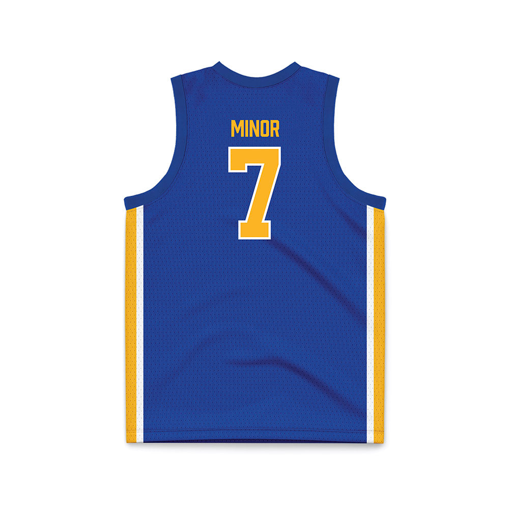 Pittsburgh - NCAA Men's Basketball : Damarco Minor - Blue Basketball Jersey-1