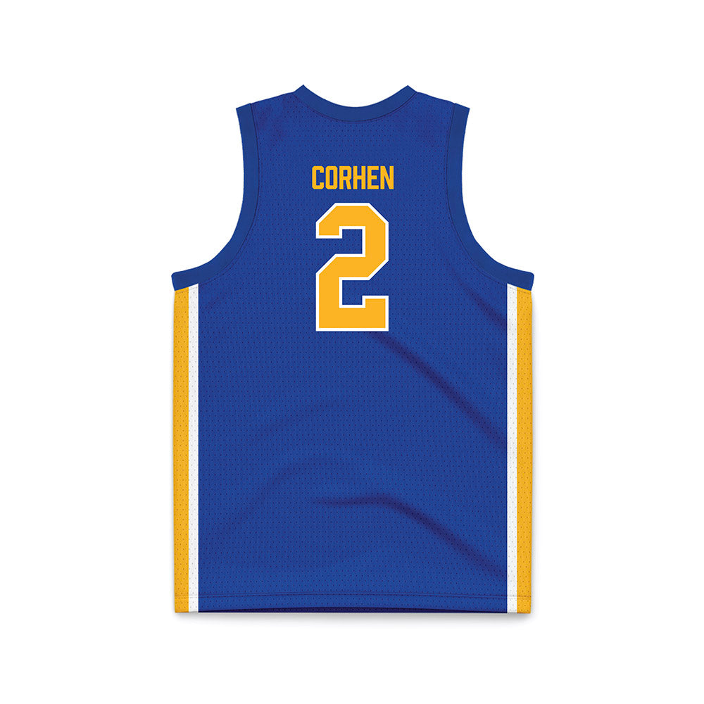 Pittsburgh - NCAA Men's Basketball : Cameron Corhen - Blue Basketball Jersey-1